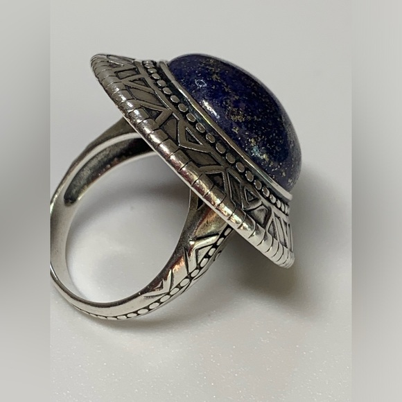 Silpada Intricate Sterling Silver Lapis Lazuli Cabochon Peruvian Design Ring - Picture 9 of 16